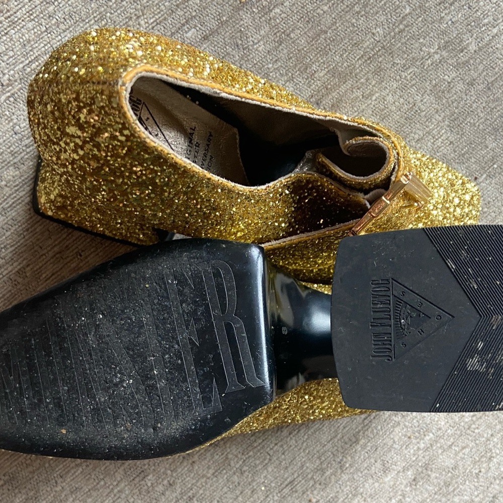 John Fluevog Gold Mega Munster Original Baroque Platform Heels - Picture 10 of 17